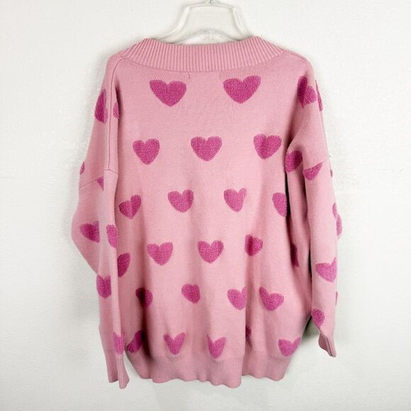 Pink Heart Knit Cardigan Sweater Rockabilly Retro Plus Size 1X - Picture 4 of 4